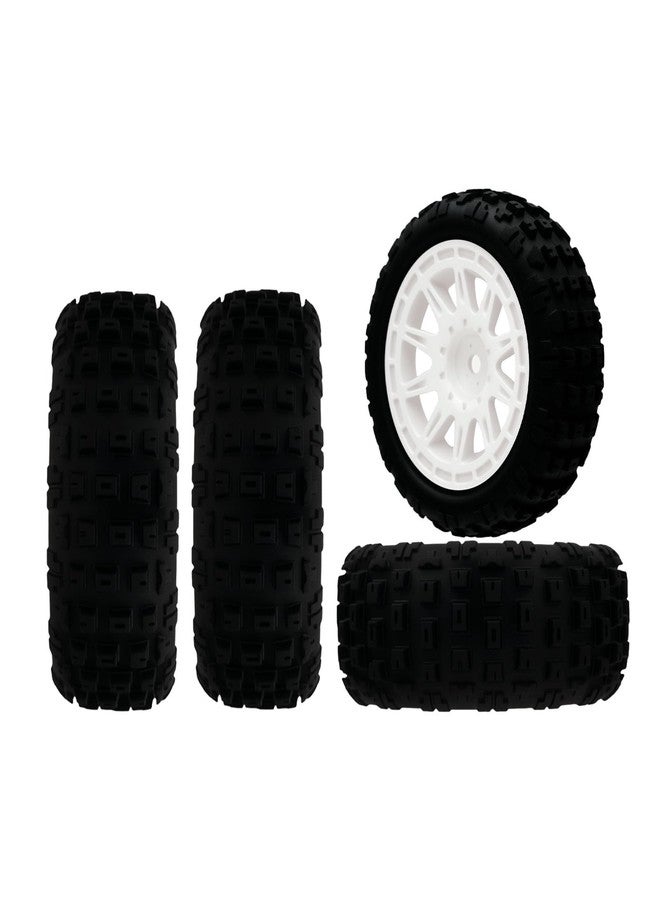 NMNRC Gravel Pattern Rubber Pre Glued Wheel and Tires Plastic Rim for Arrma 1/18 Typhon Grom 22S Series RC Car Upgrades Part White - Image 1